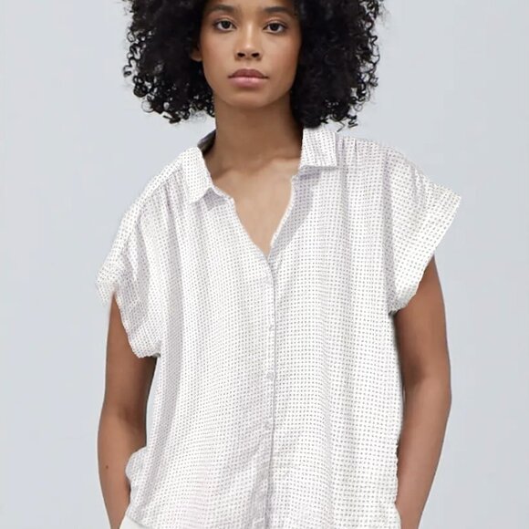 Ellison Tops - Ellison Print Cotton Short Sleeve Button Up Shirt